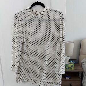 Polka Dot Tunic Blouse- Black and Cream